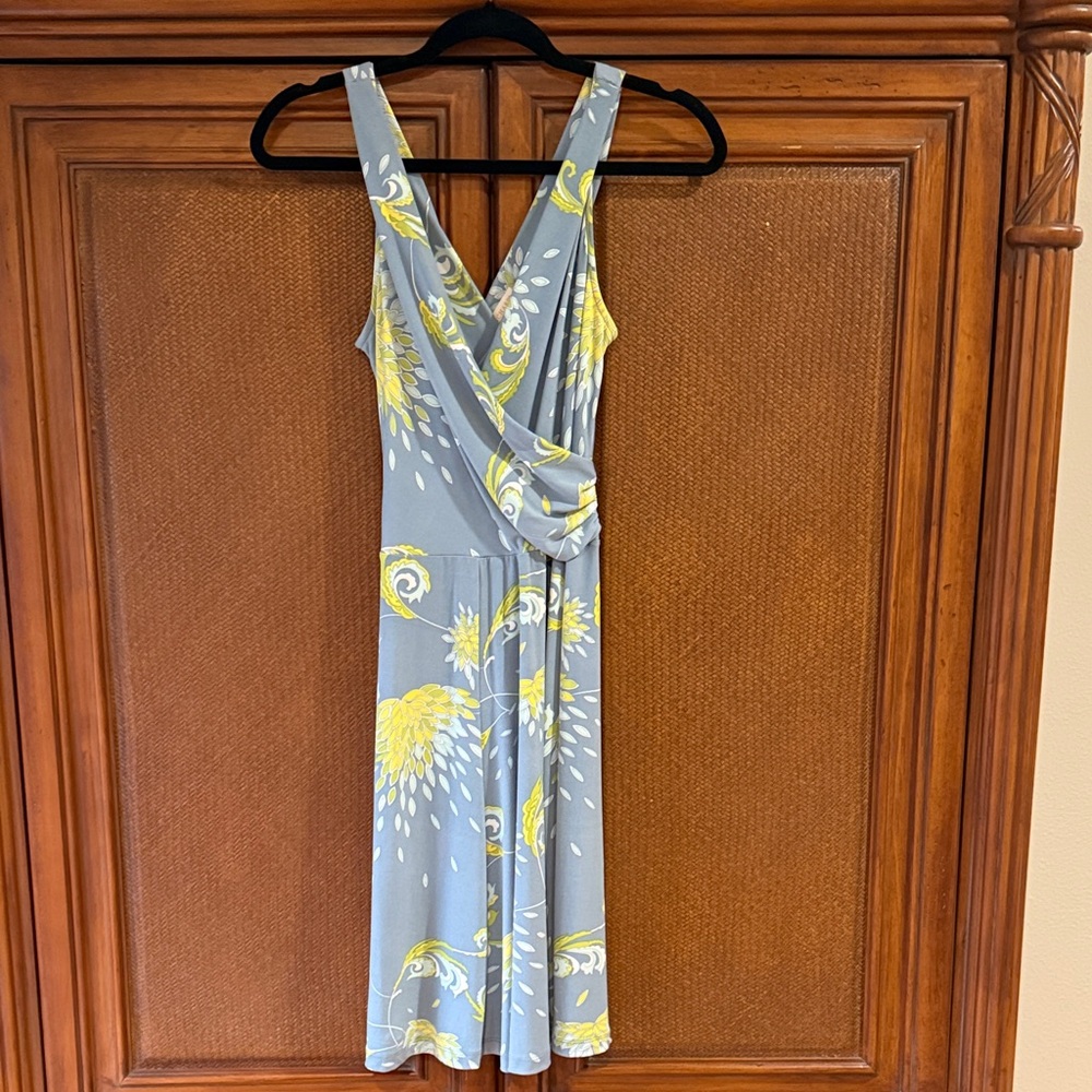Elegant Blue and Yellow Floral Dress